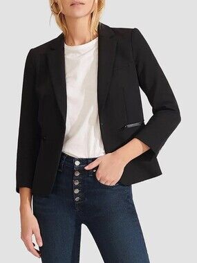 Veronica Beard Iconic Scuba Dickey Jacket Black Blazer Size 2